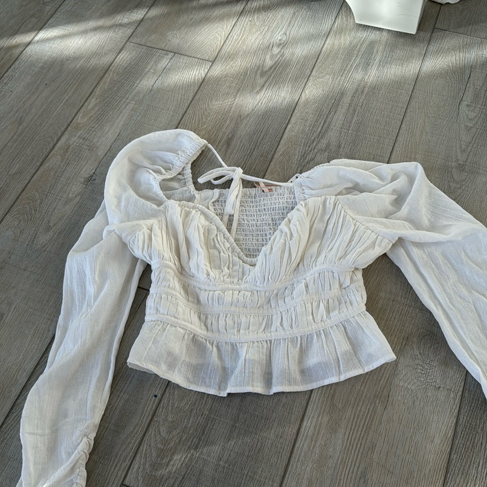 free people white ruffle long sleeve